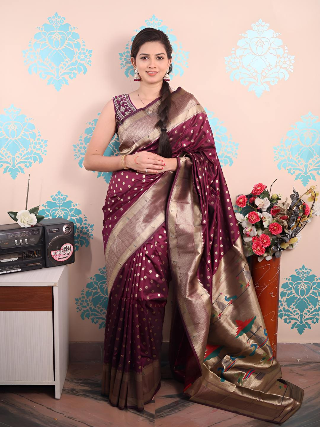 Royal Rajgharana Saree Art Silk Woven Design Zari Paithani Sarees