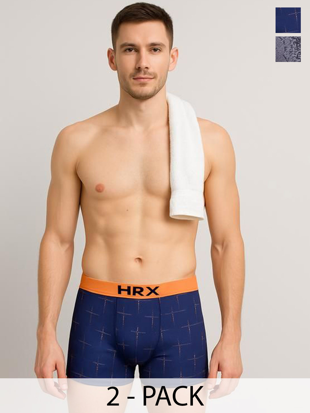 HRX by Hrithik Roshan Pack Of 2 Printed Trunks RE-HTO-PV-Print-106-109-S-Lightgrey