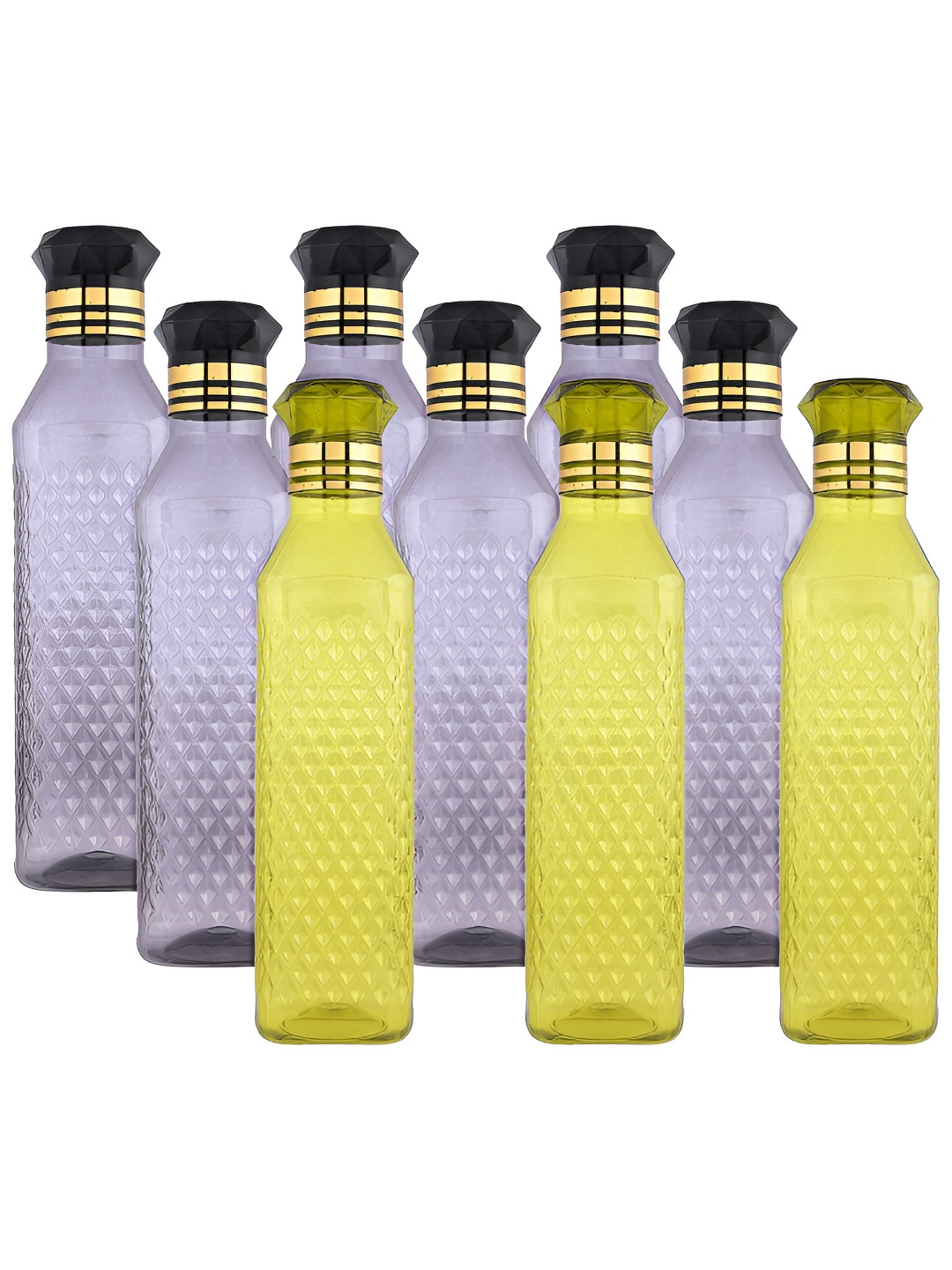 Aura Black & Green 9 Pieces Textured Water Bottles-1 L Each