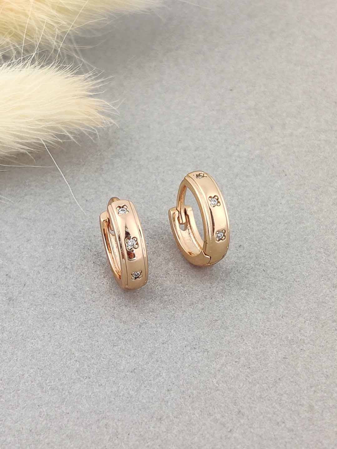 LOLO LePA Rose Gold-Plated Artificial Stone Hoop Earrings