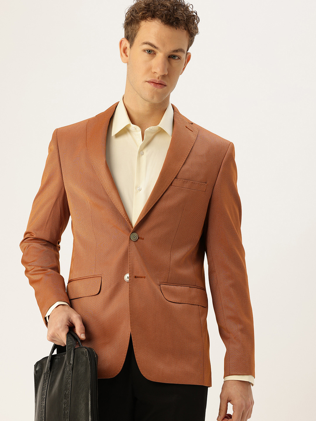 Peter England Neo Slim Fit Self-Design Notched Lapel Single-Breasted Formal Blazer