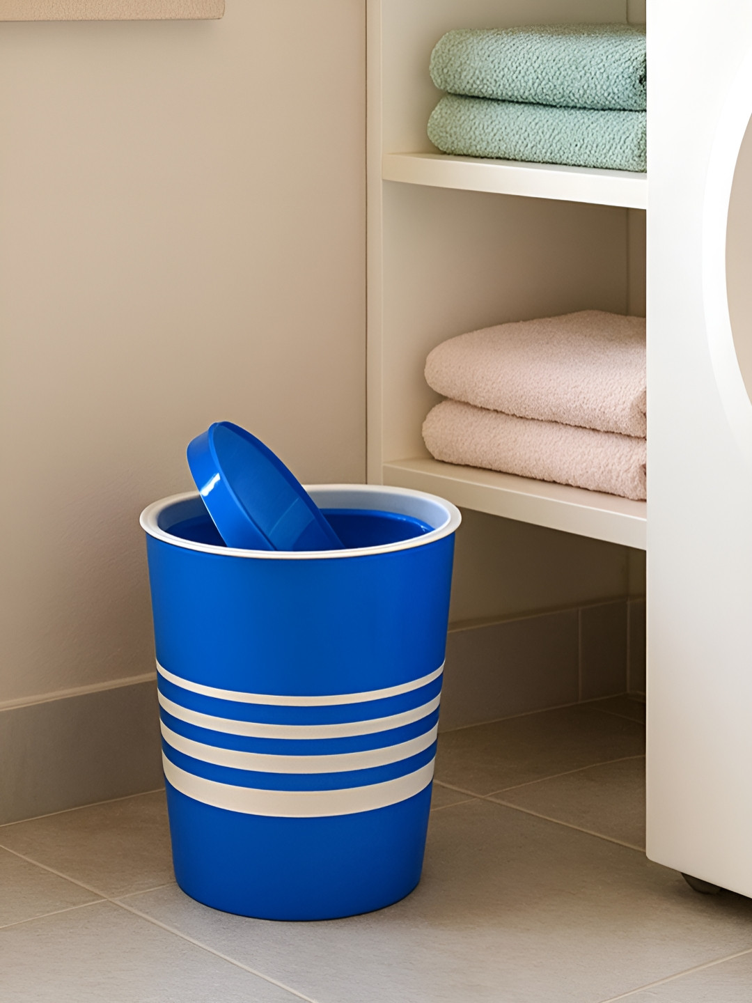 Aura Blue Swing Dustbin with Lid - 6L