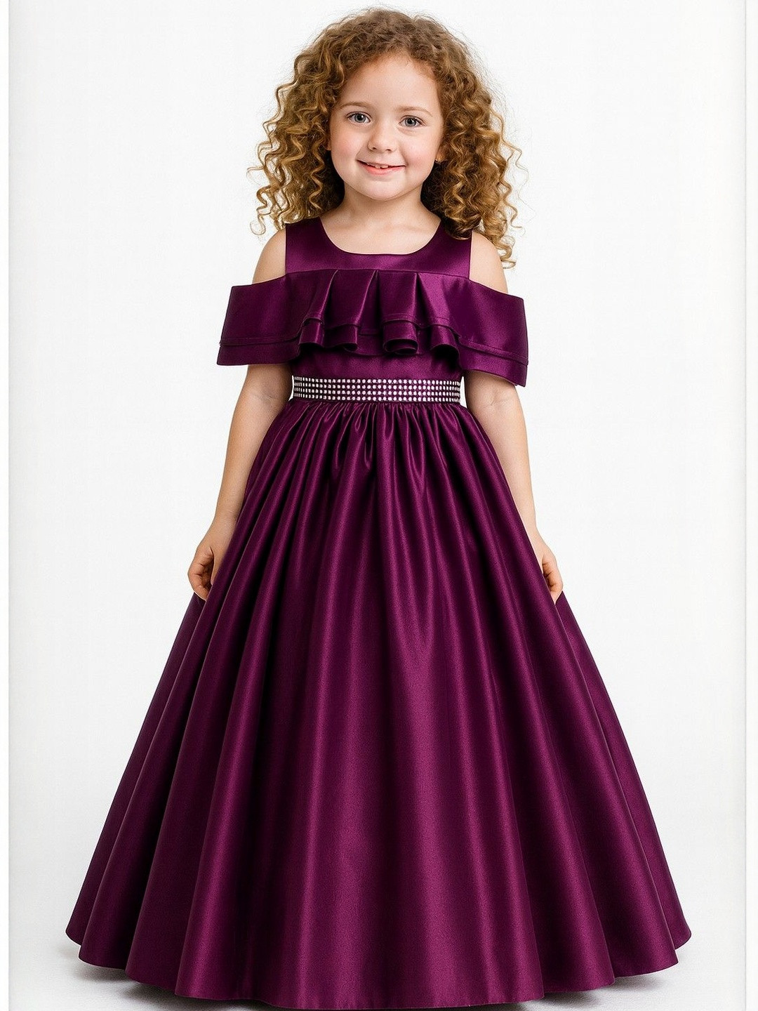 My Lil Princess Kids Flappy Purple Partywear Dress for Girls
