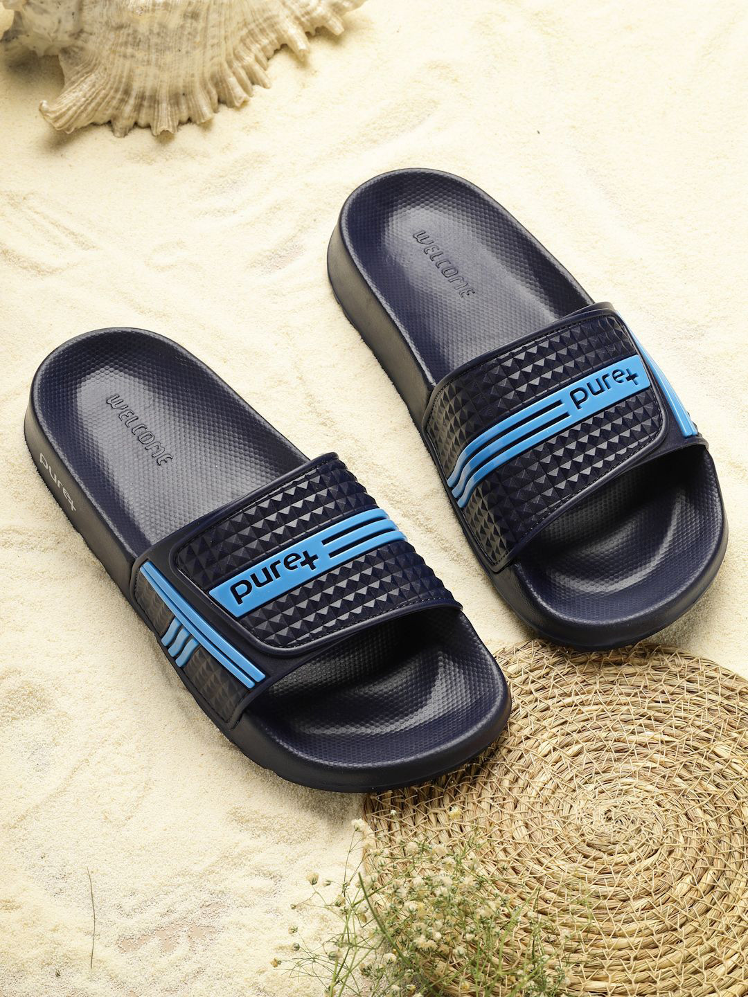 WELCOME Unisex Self Design Comfortable Sliders