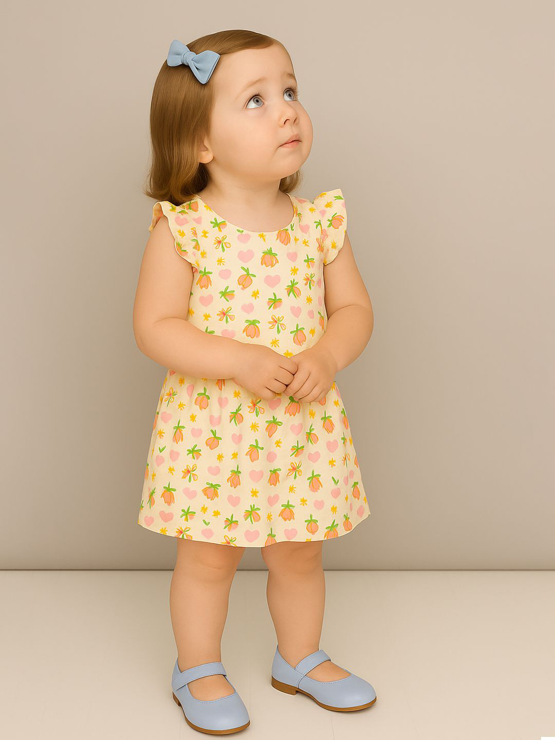 Kidbea Girls Floral Printed A-Line Knee Length Dresses