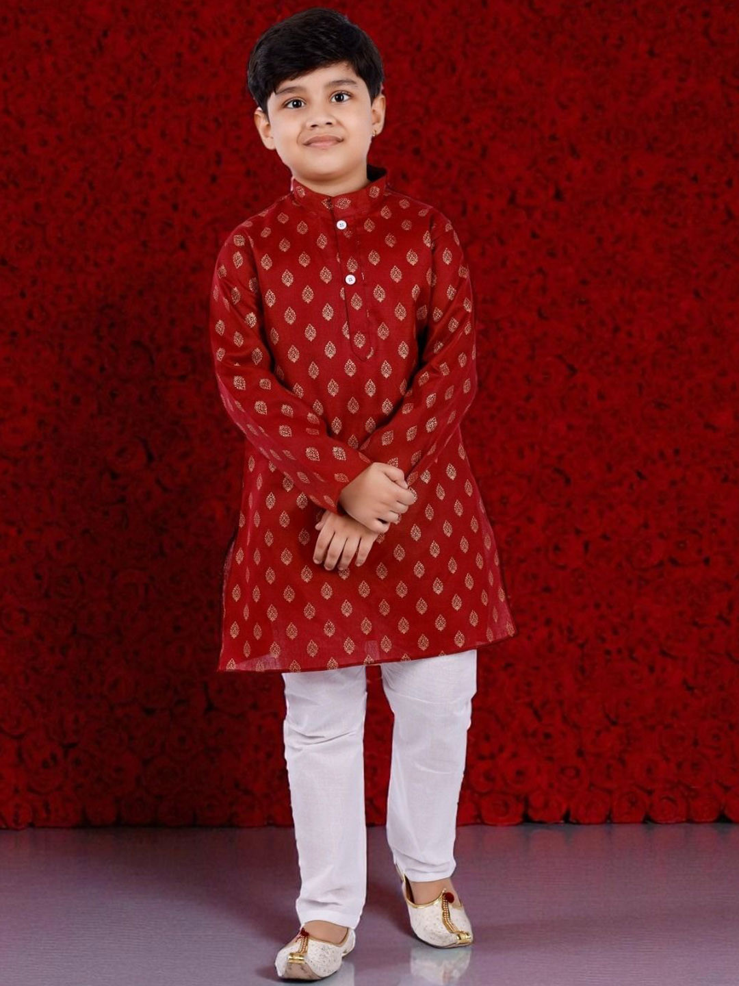 NEW GEN Boys Ethnic Motifs Printed Regular Kurti with Trousers