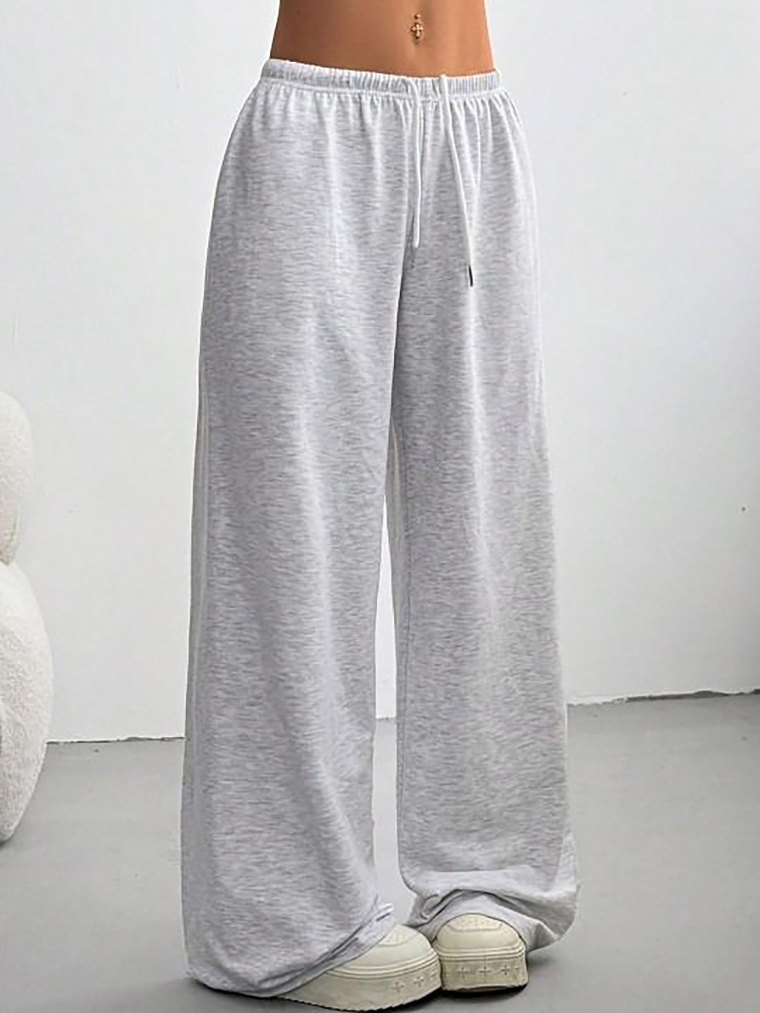 YOU FOREVER Women Grey Solid High-Rise Loose Fit Track Pants