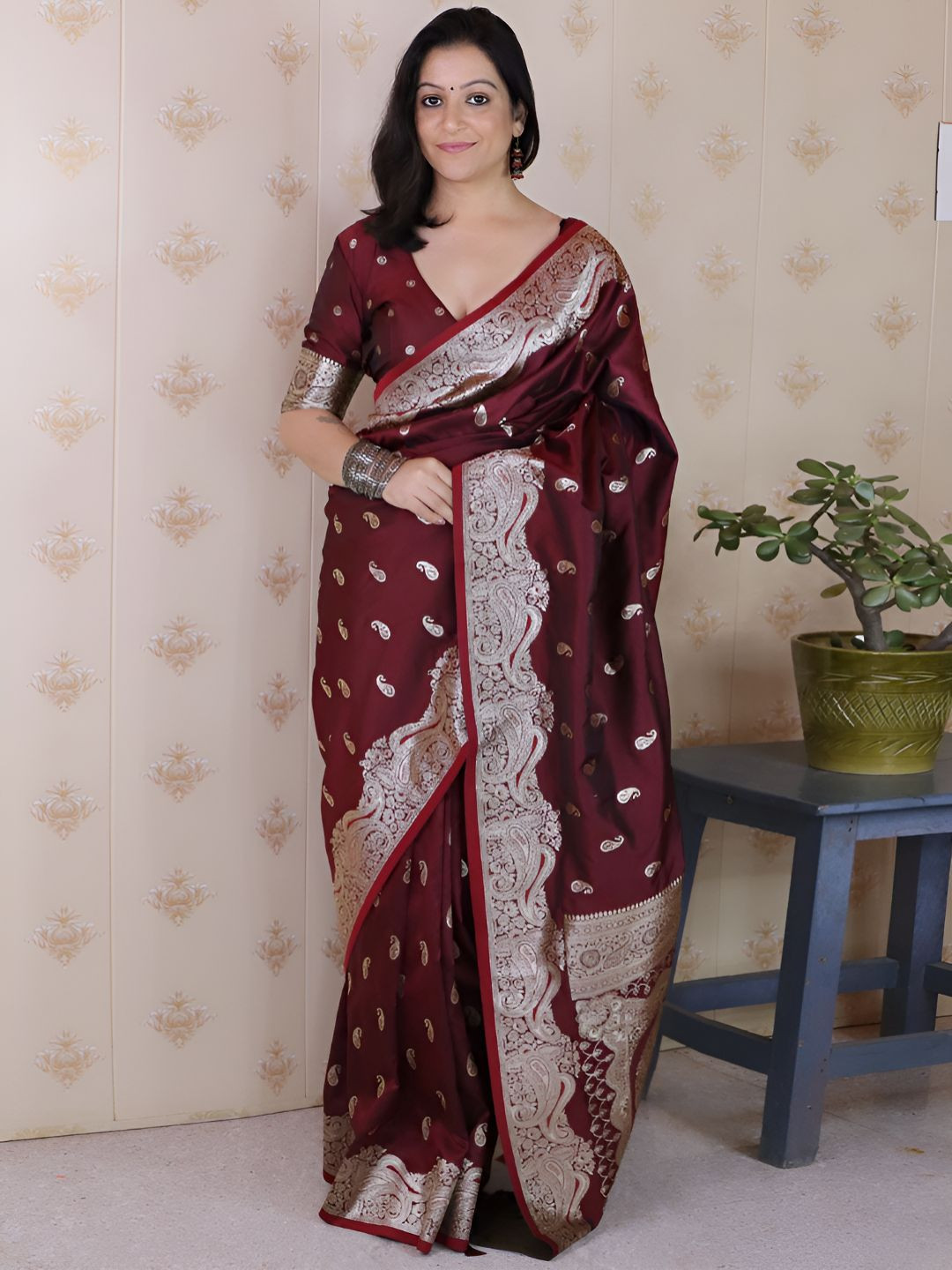 Nayanthara Trends Heavy Work Banarasi Saree