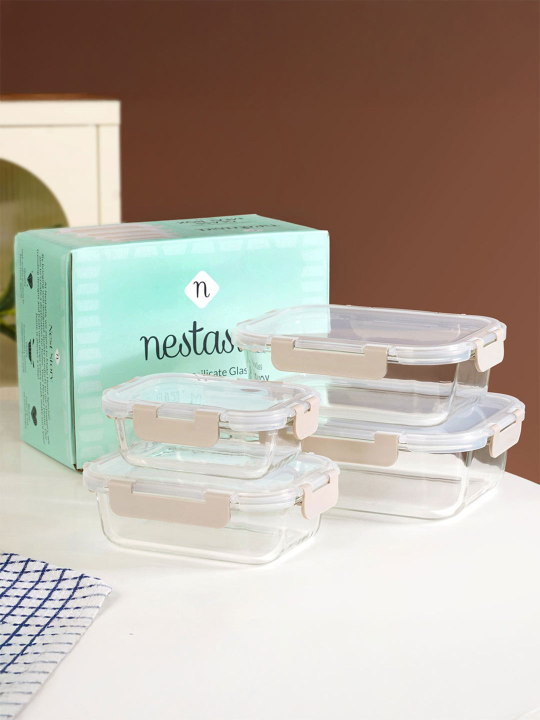 Nestasia Unisex Transparent 4 Pieces Microwave Safe Borosilicate Glass Containers