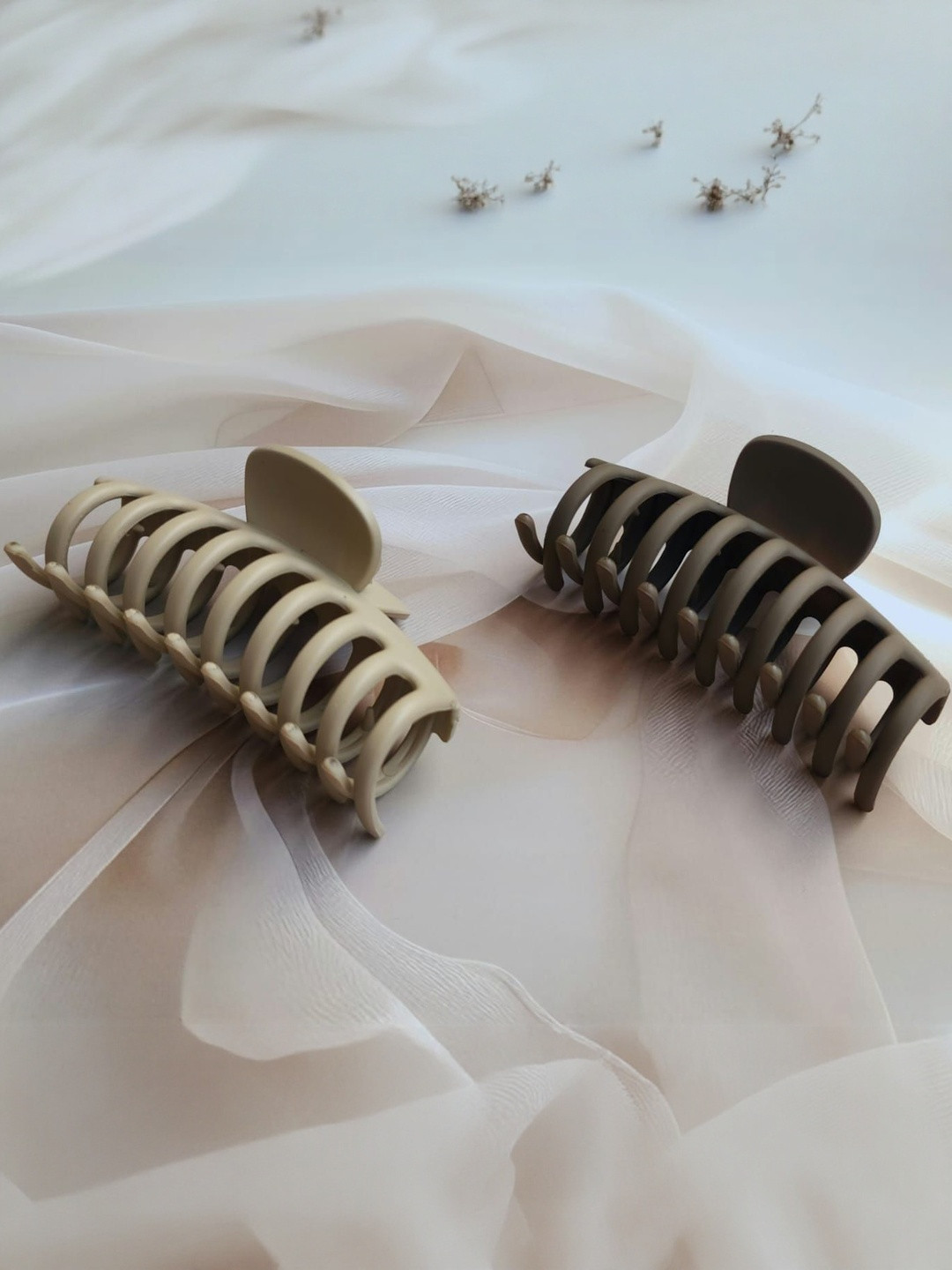 DIVASTRI Women Neutral Shades Set of 2 Matte Finish Large Hair Claw Clip