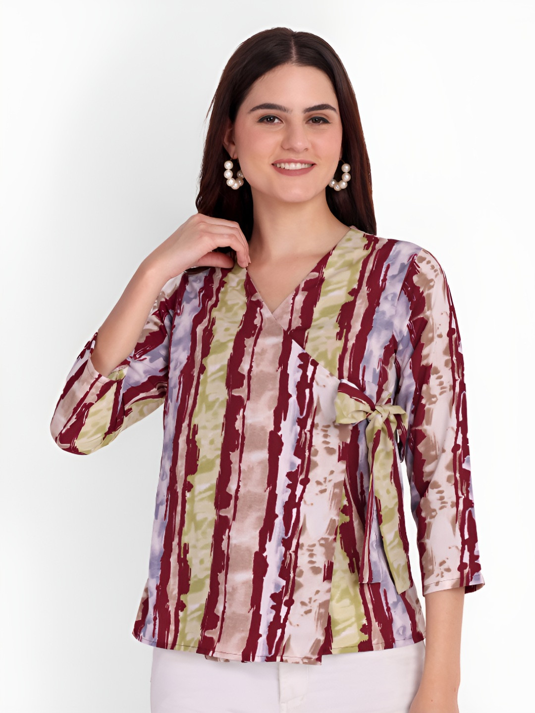 FNOCKS Printed Cotton Wrap Top