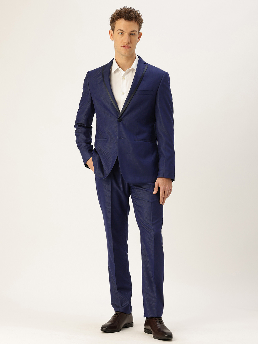 Peter England Textured Neo Slim-Fit Single-Breasted Two-Piece Formal Suit