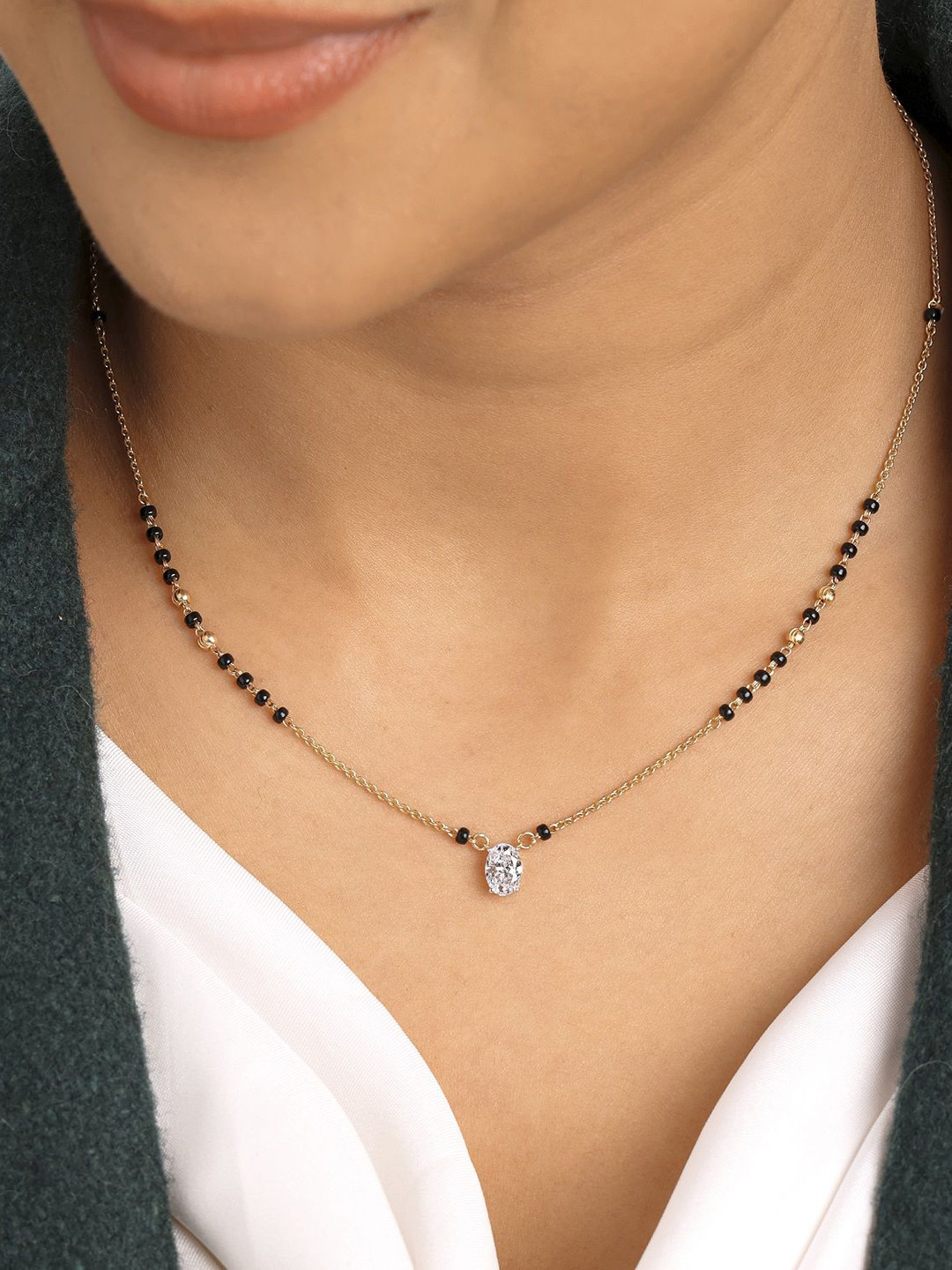 Crash.Club By CKC Women 18KT Gold Diamond Magalsutra - 3.93g
