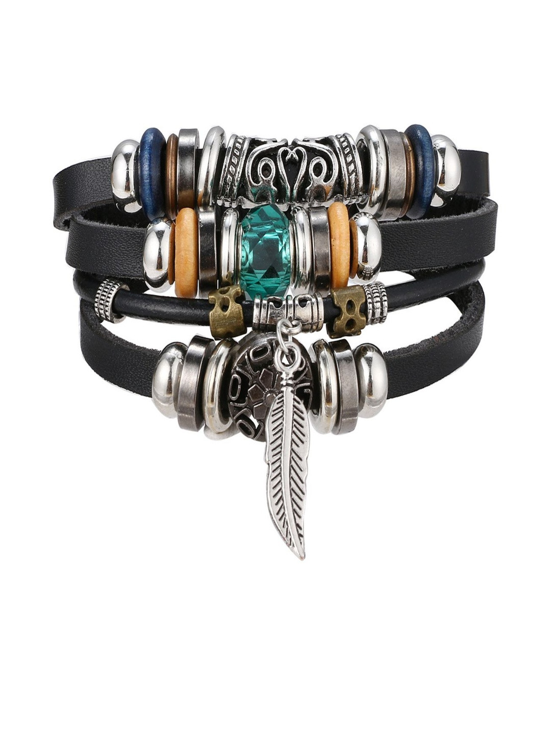 SAPRAA TRENDS Men Silver-Plated Fabric Bracelet