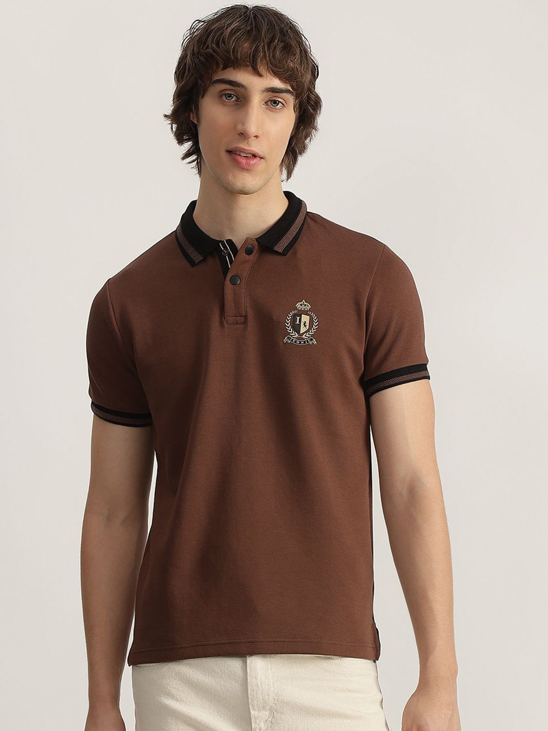 Iconic Fashion Brand Logo Polo Collar Pure Cotton T-shirt