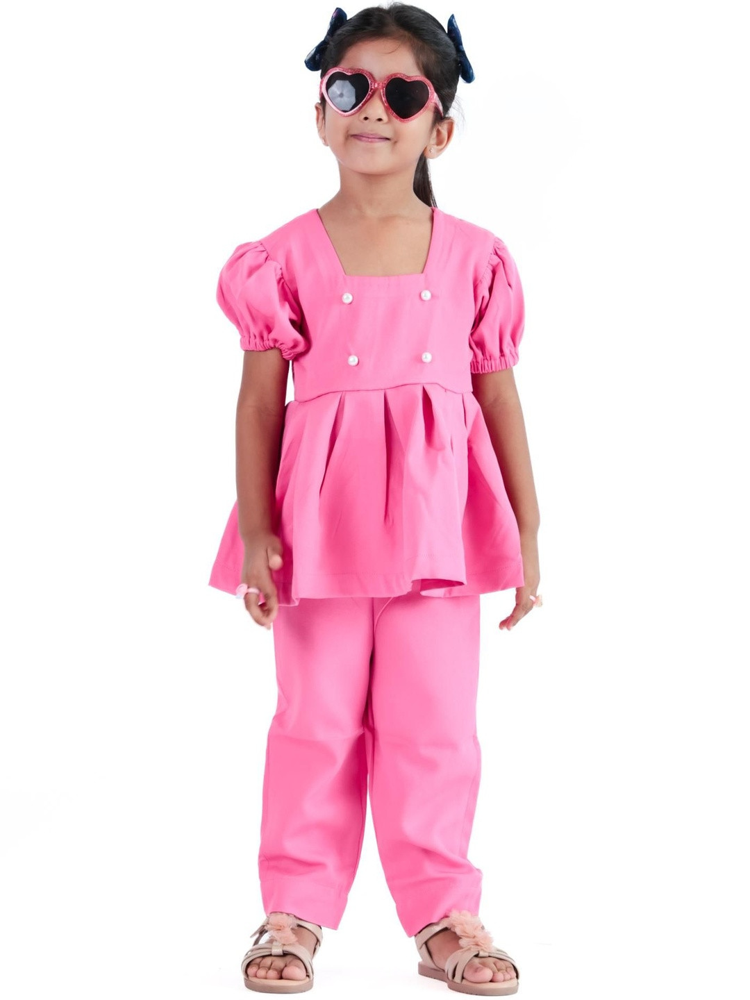 SPIN N TALES Girls Square Neck Cotton Fit & Flare Dress