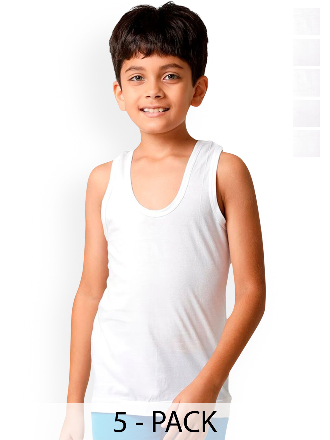 DRAKO Boys Pack Of 5 Round Neck Cotton Basic Vests D_kids_WB5_0-6m