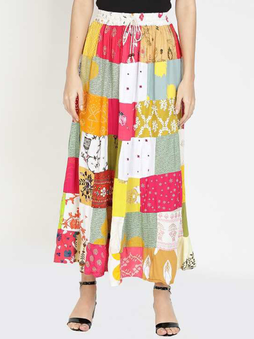GIANNA Printed Flared Midi Skirt