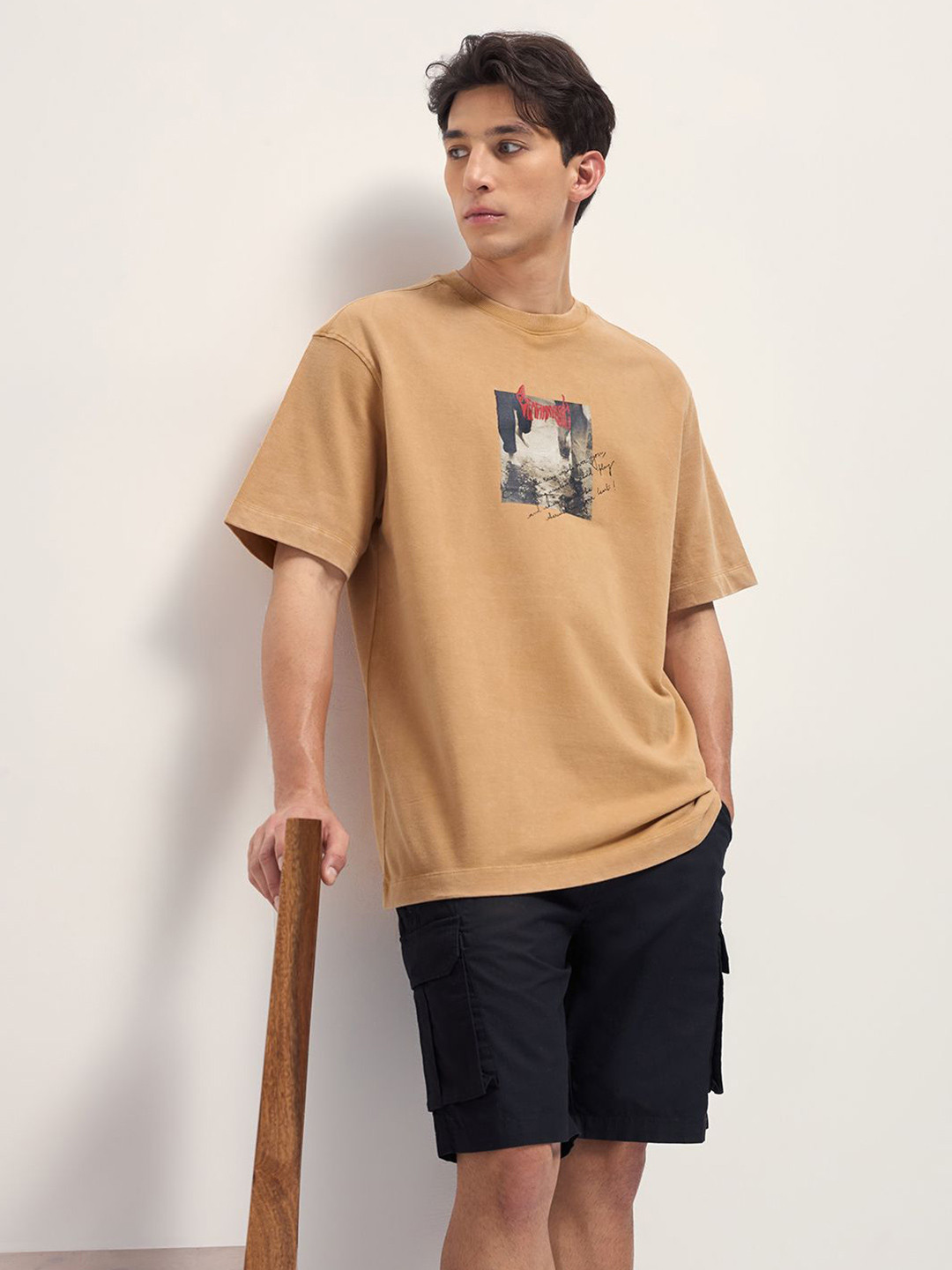 THE BEAR HOUSE Oversized Graphic Printed Crew Neck Pure Cotton T-Shirt