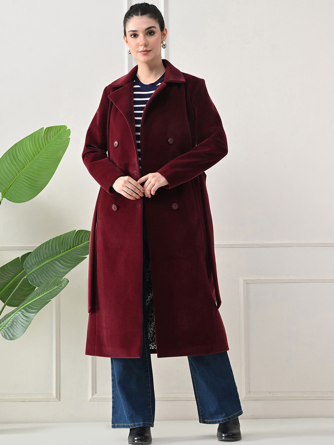 TBOJ Women Woolen Lightweight Longline Outdoor Tailored Jacket