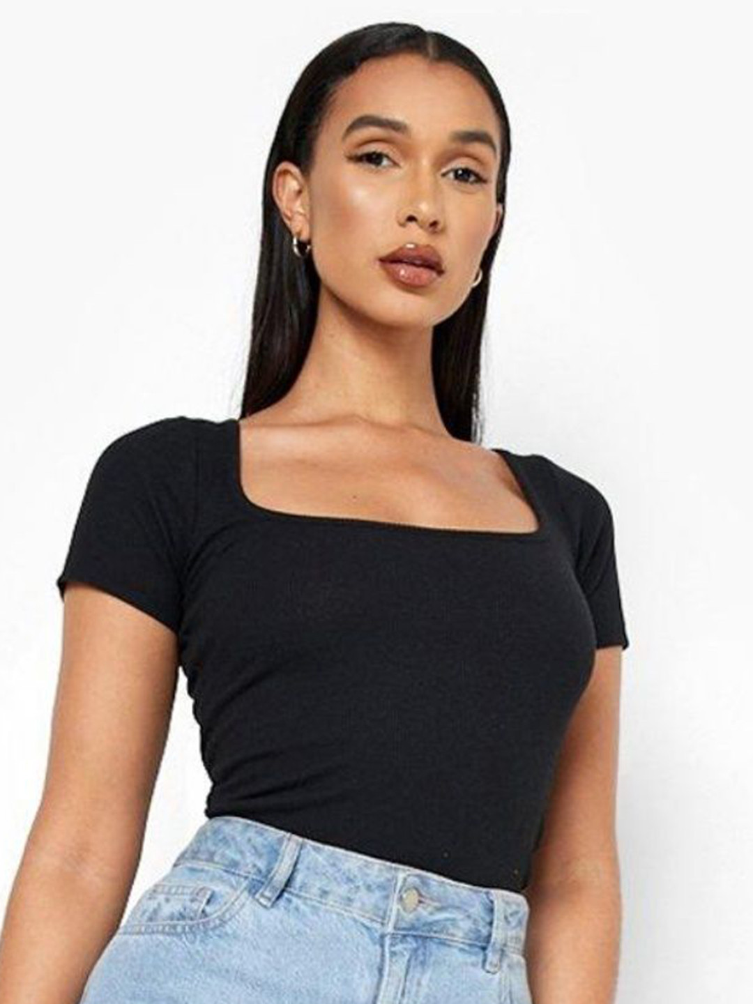 Stars and You Cotton Short Sleeves Square Neck Top