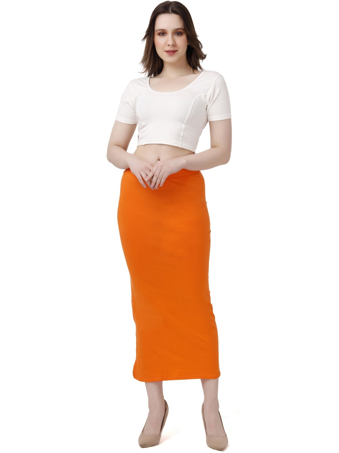 FEMULA Women Coral Regular Fit Cotton Elastane Shapewear Saree
