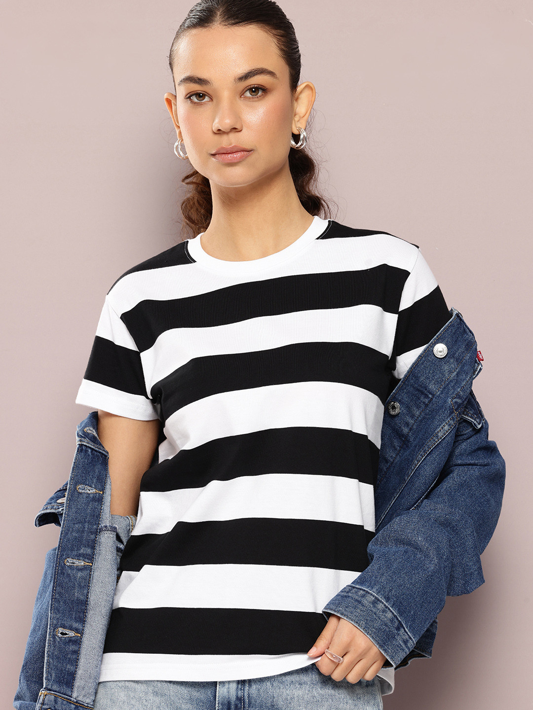DILLINGER Women Regular Fit Bold Stripes Tshirt