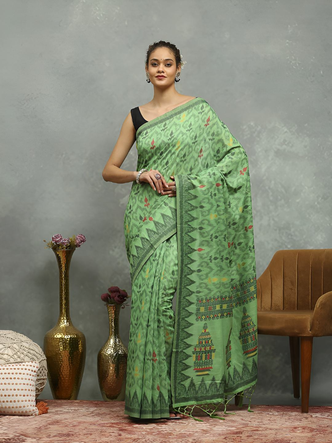 Meena Bazaar Ethnic Motifs Handloom Saree