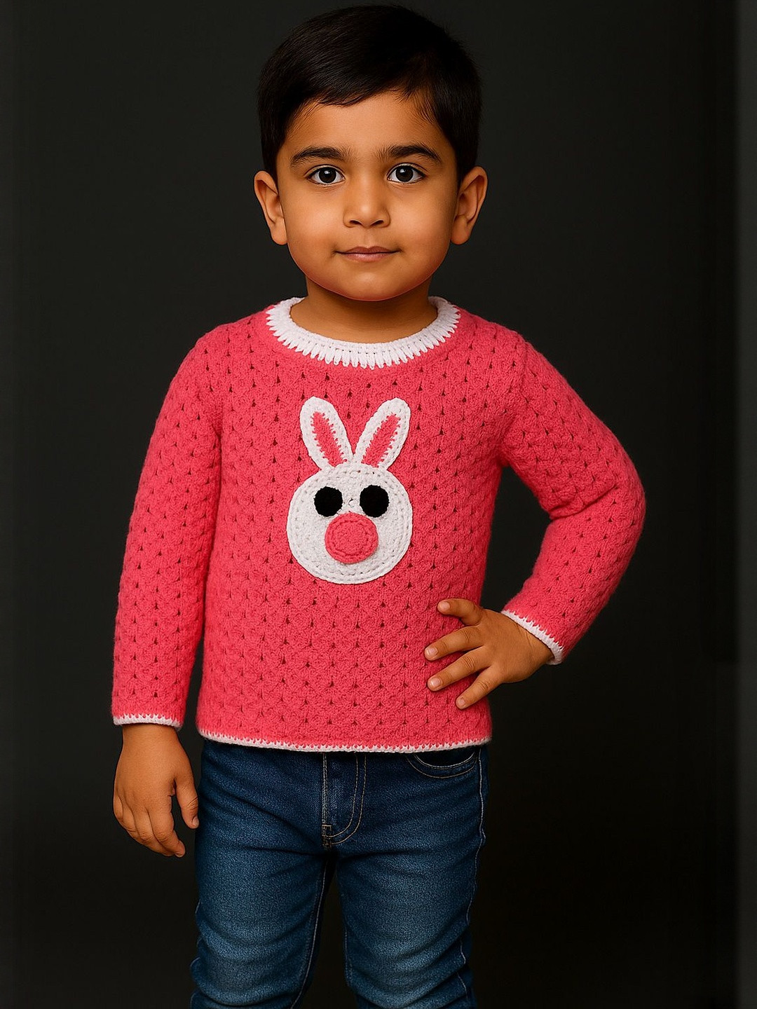 Sabinagarments Kids Pink Knitted Sweater