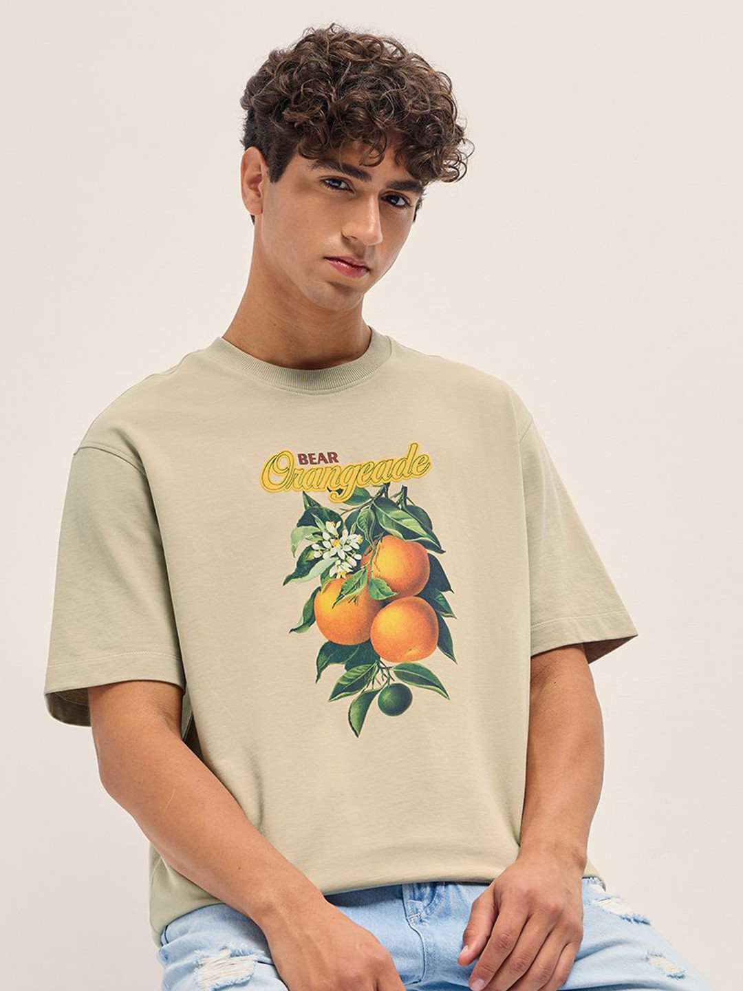 THE BEAR HOUSE Oversized Graphic Printed Crew Neck Pure Cotton T-Shirt
