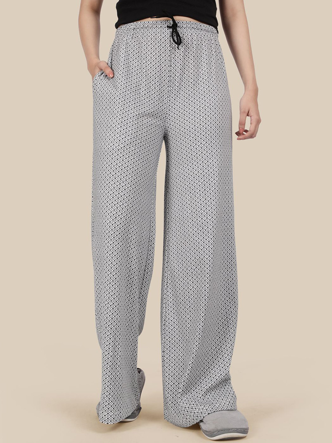 Esplendido Printed Pure Cotton Wide-Leg Lounge Pants