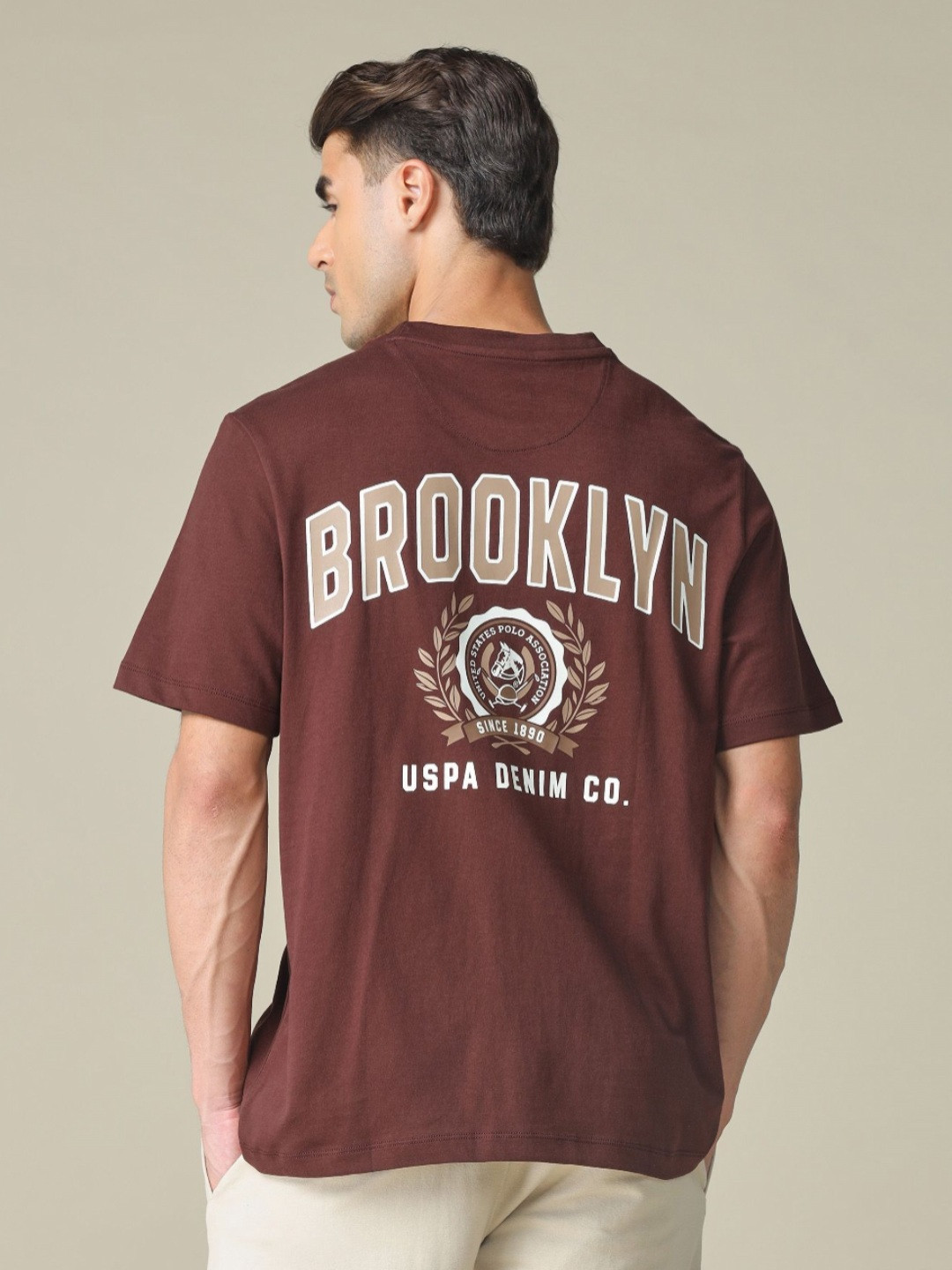 U.S. Polo Assn. Denim Co. Men Typography Printed Round Neck Pure Cotton Oversized T-shirt