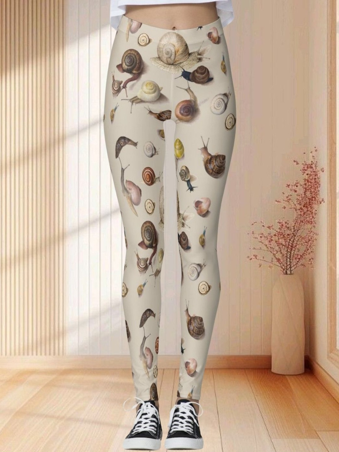 Moda Rapido Women's Cream Stretchable Cotton Lycra Blend Jegging