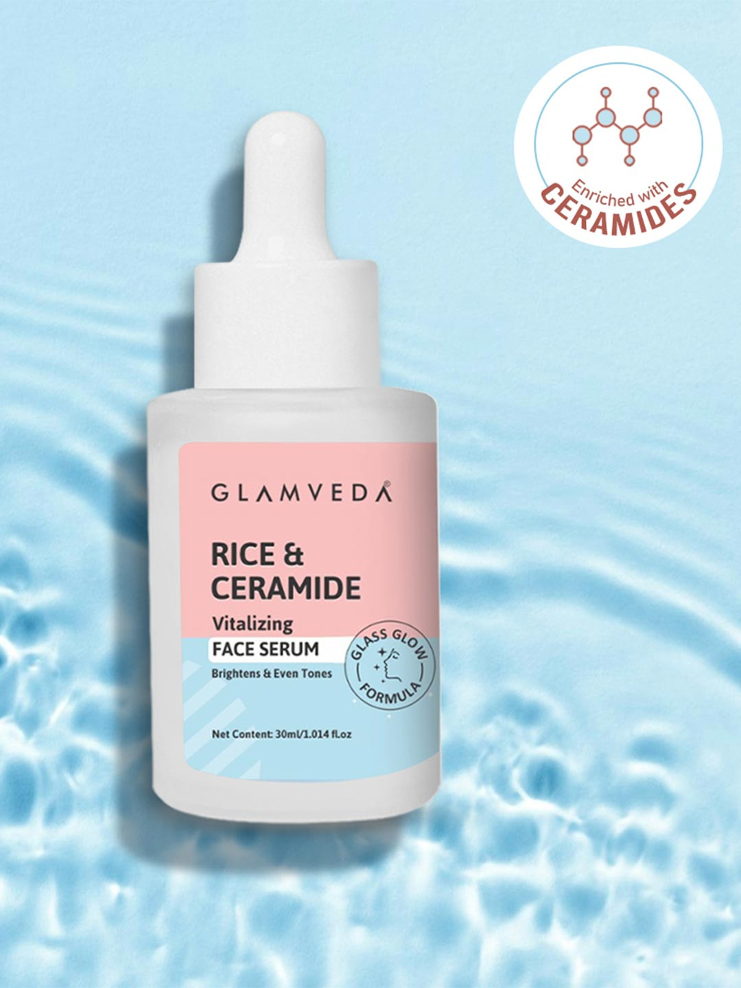 GLAMVEDA Glass Skin Korean Rice Water & Ceramide Vitalizing Serum For Nourishing Skin 30ml