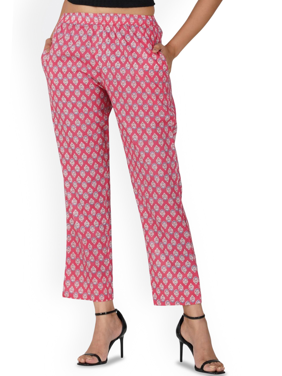 30 Looks Women Pink Cotton Printed Bottom