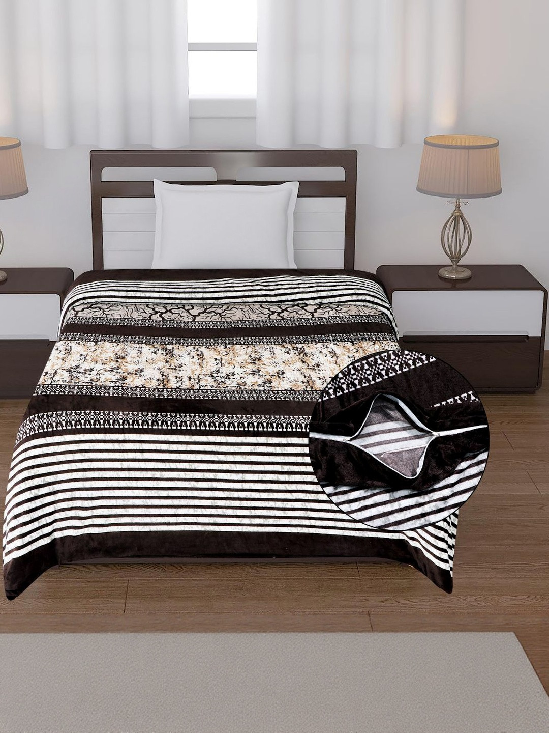 REALDREAM Multicoloured Floral Mild Winter 300 GSM Single Bed Dohar Cover