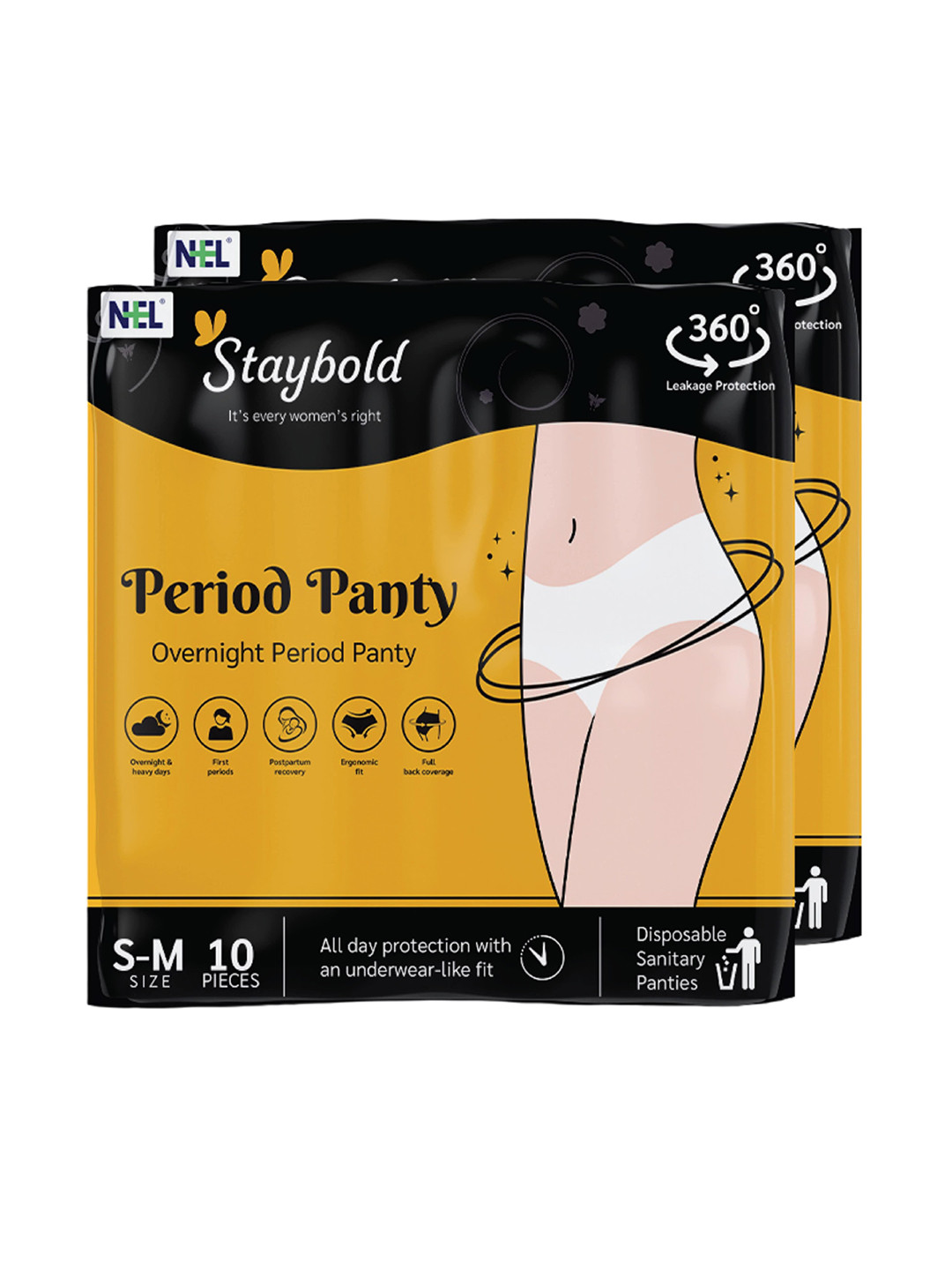 Staybold Set Of 2 Super Absorbent Disposable Period Panties - S/M - 10Pcs Each