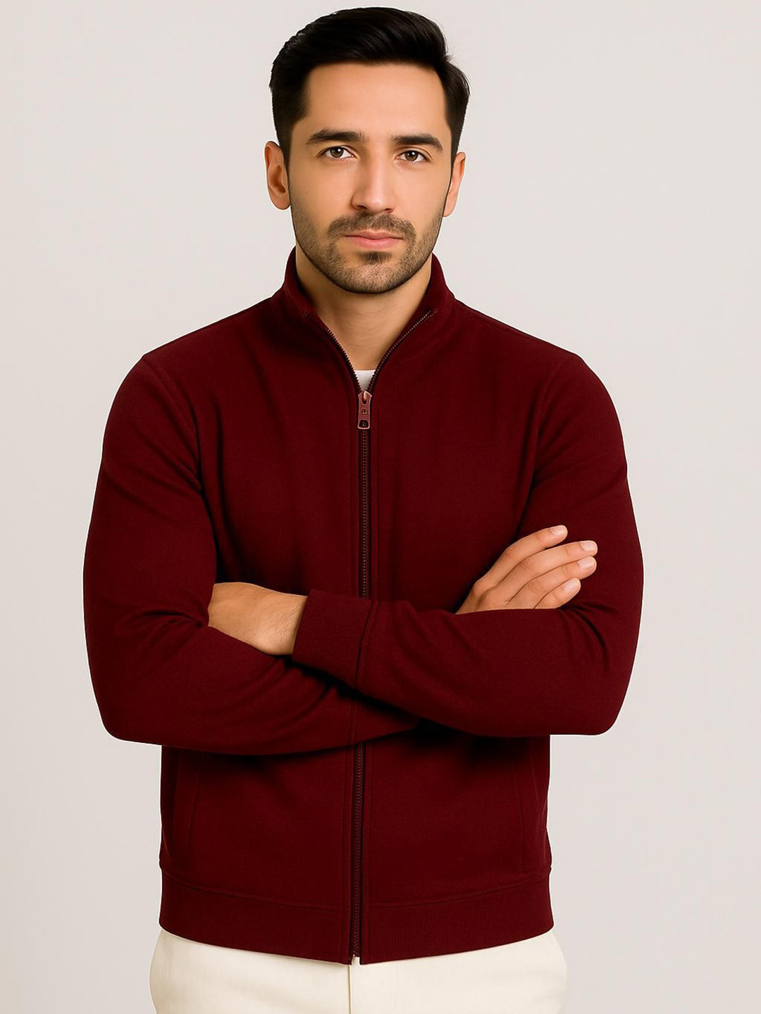 Apraa & Parma Mock Collar Long Sleeves Dry Fit Lightweight Running Open Front Jacket