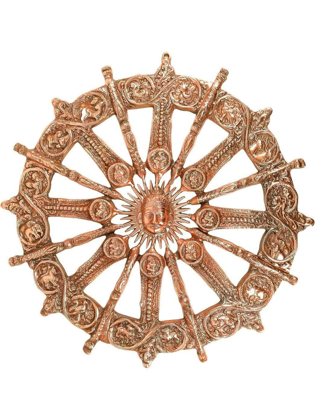 Apkamart Brown Glossy Sun God Face Idol Wall Hanging