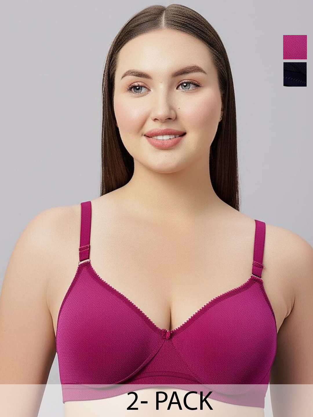 KAVYA Women Pack Of 2 Cotton Non Wired Non Padded Full Coverage Cooling T-shirt Bra