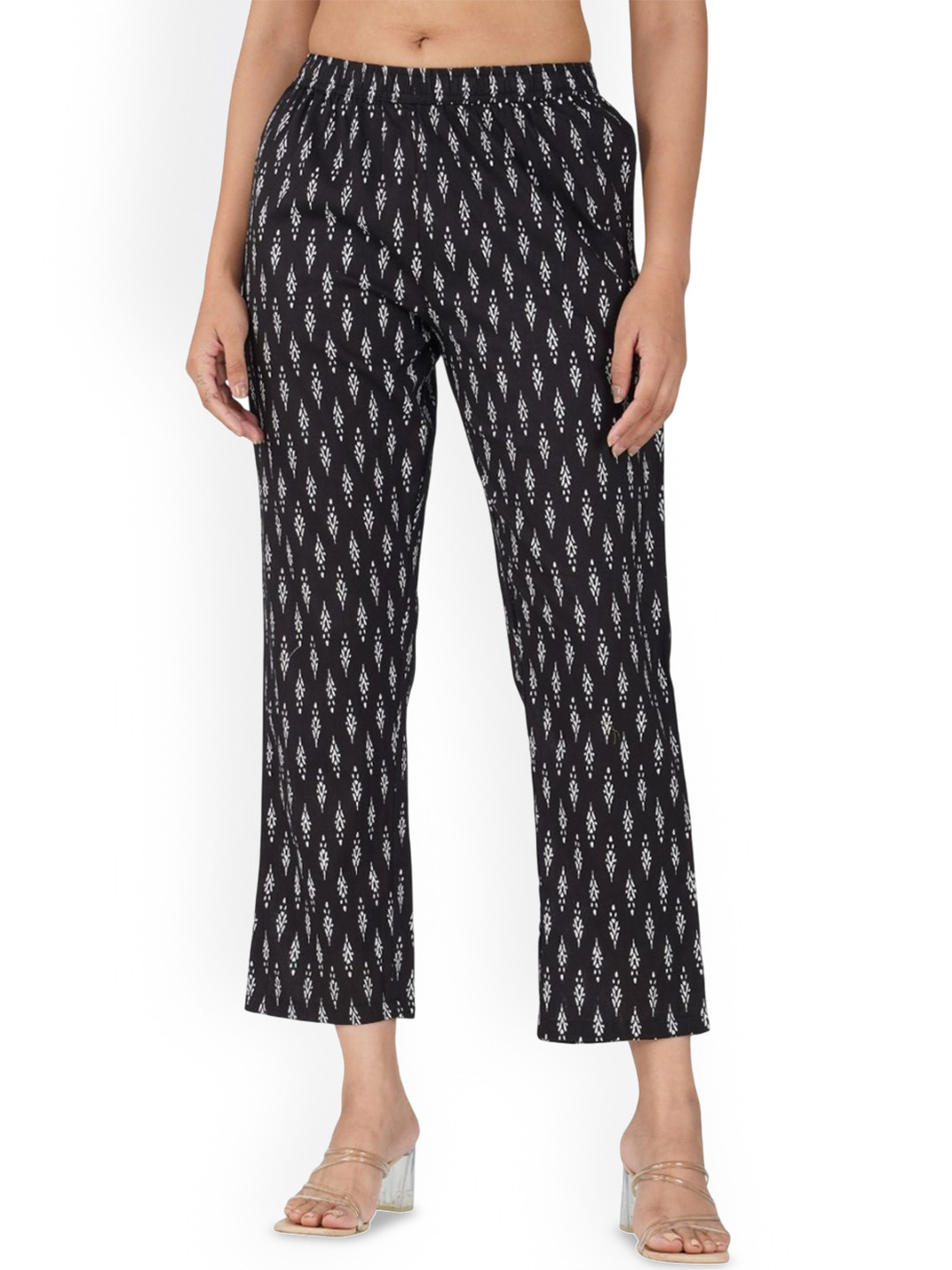 30 Looks Women Ethnic Motif Printed Cotton Mid-Rise Trousers