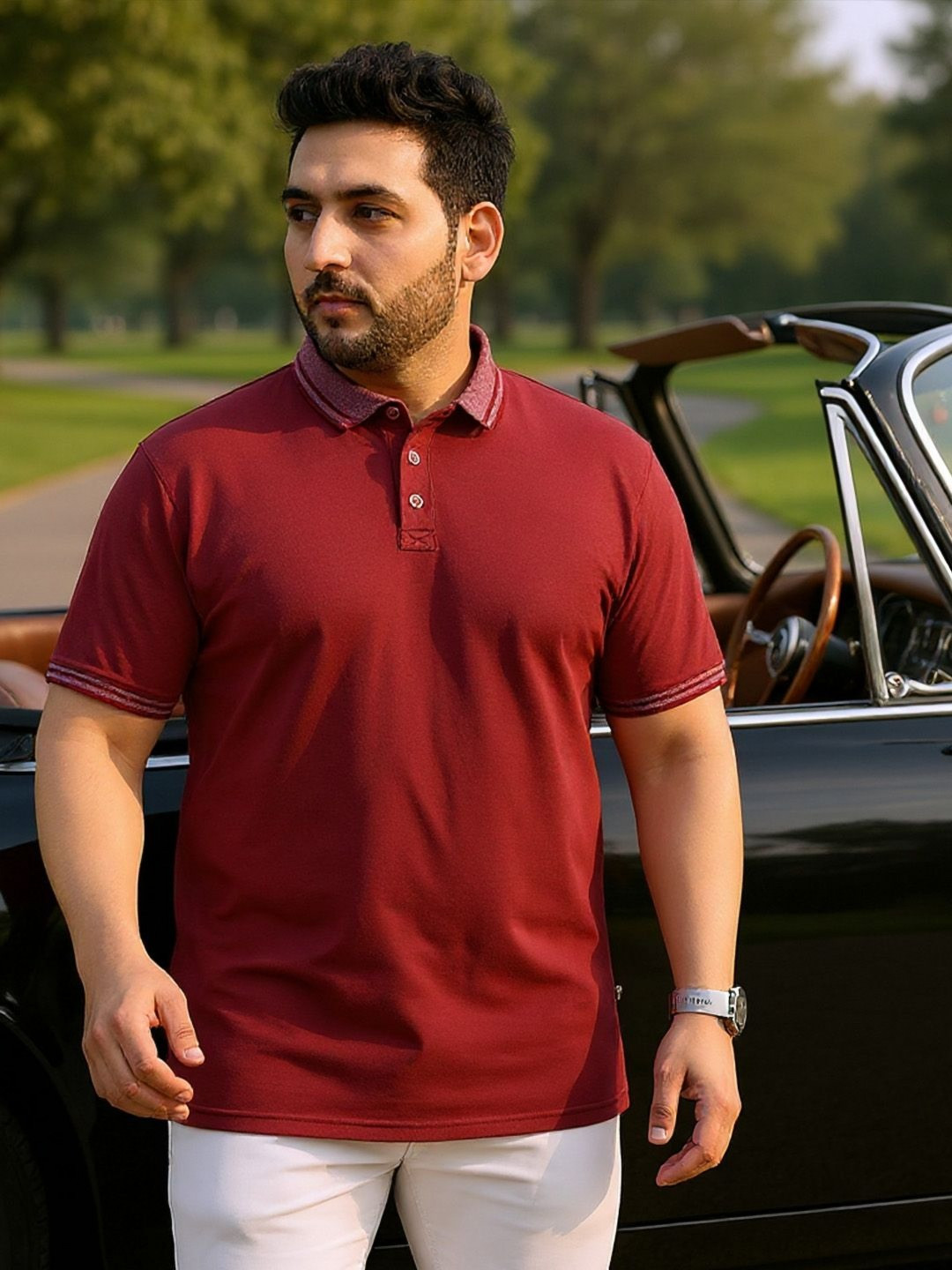 Club York Men Solid Polo Collar T-shirt