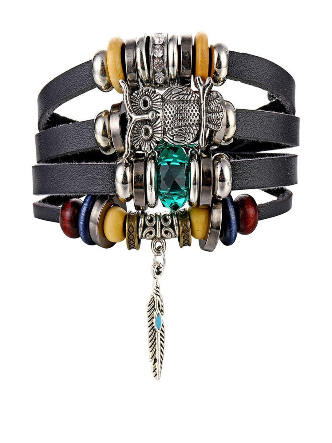 SAPRAA TRENDS Men Silver-Plated Fabric Bracelet