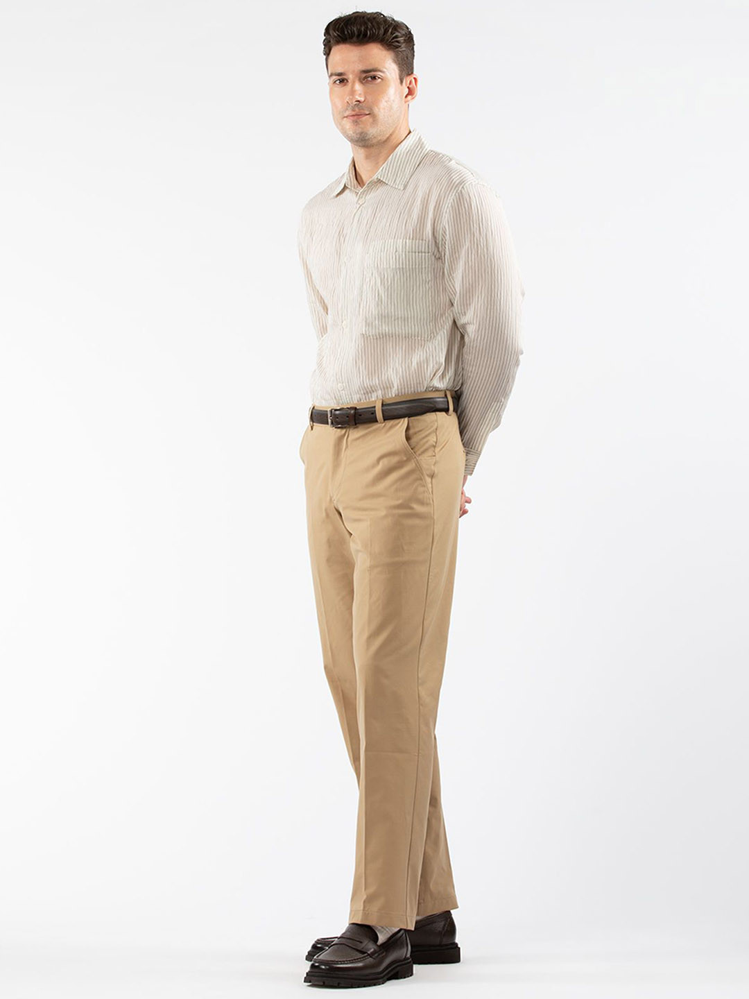 LOVE PANGOLIN Men High-Performance Straight Fit Cotton Easy Wash Trousers