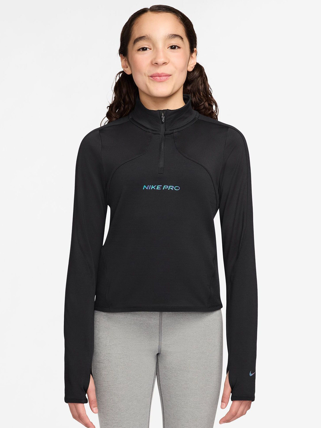 Nike Pro Big Girls High Neck Printed T-Shirt