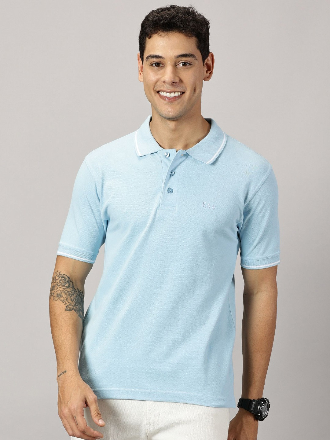 Y.O.U Polo Collar Pure Cotton Bio Finish T-shirt