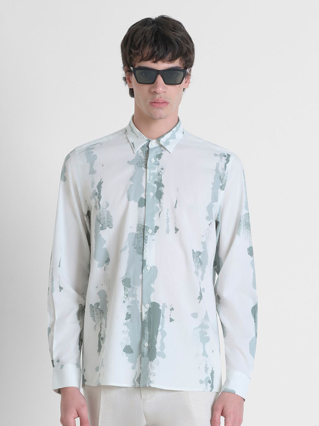 Antony Morato Abstract Printed Spread Collar Regular Fit Casual Shirt