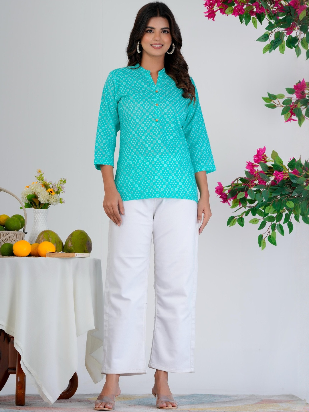 SIGNORIA Women Turquoise Blue  Cotton Tops