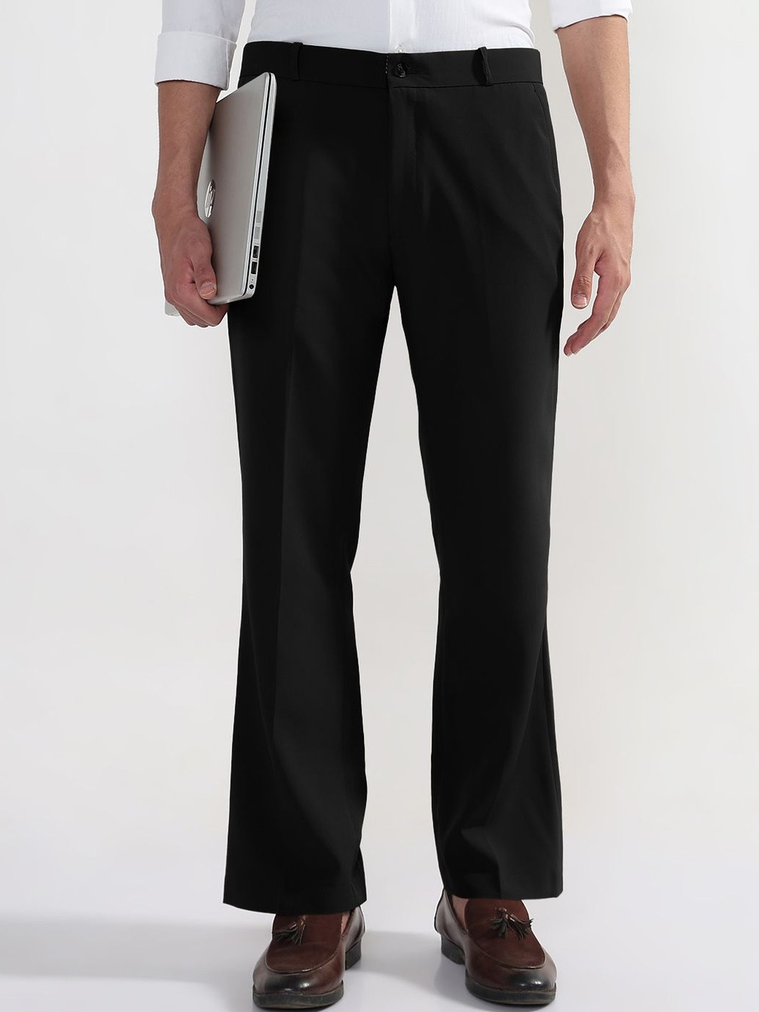 SHOWOFF Men Black Relaxed Fit Viscose Rayon Korean Pants