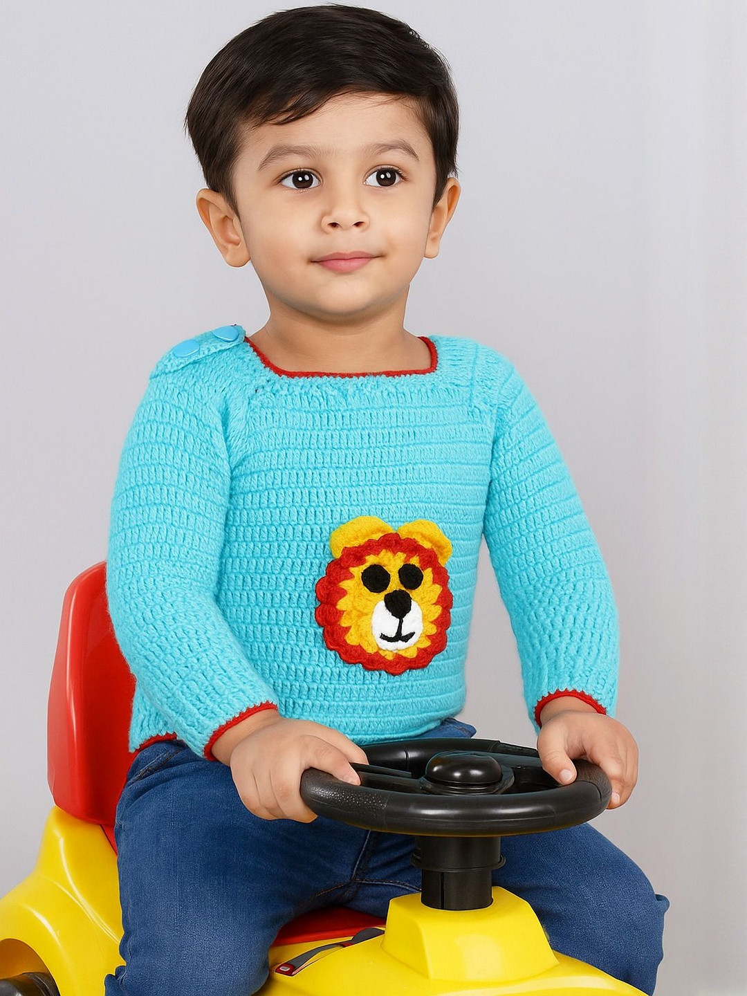 Mmaisha Unisex Kids Blue Wool Striped Sweater